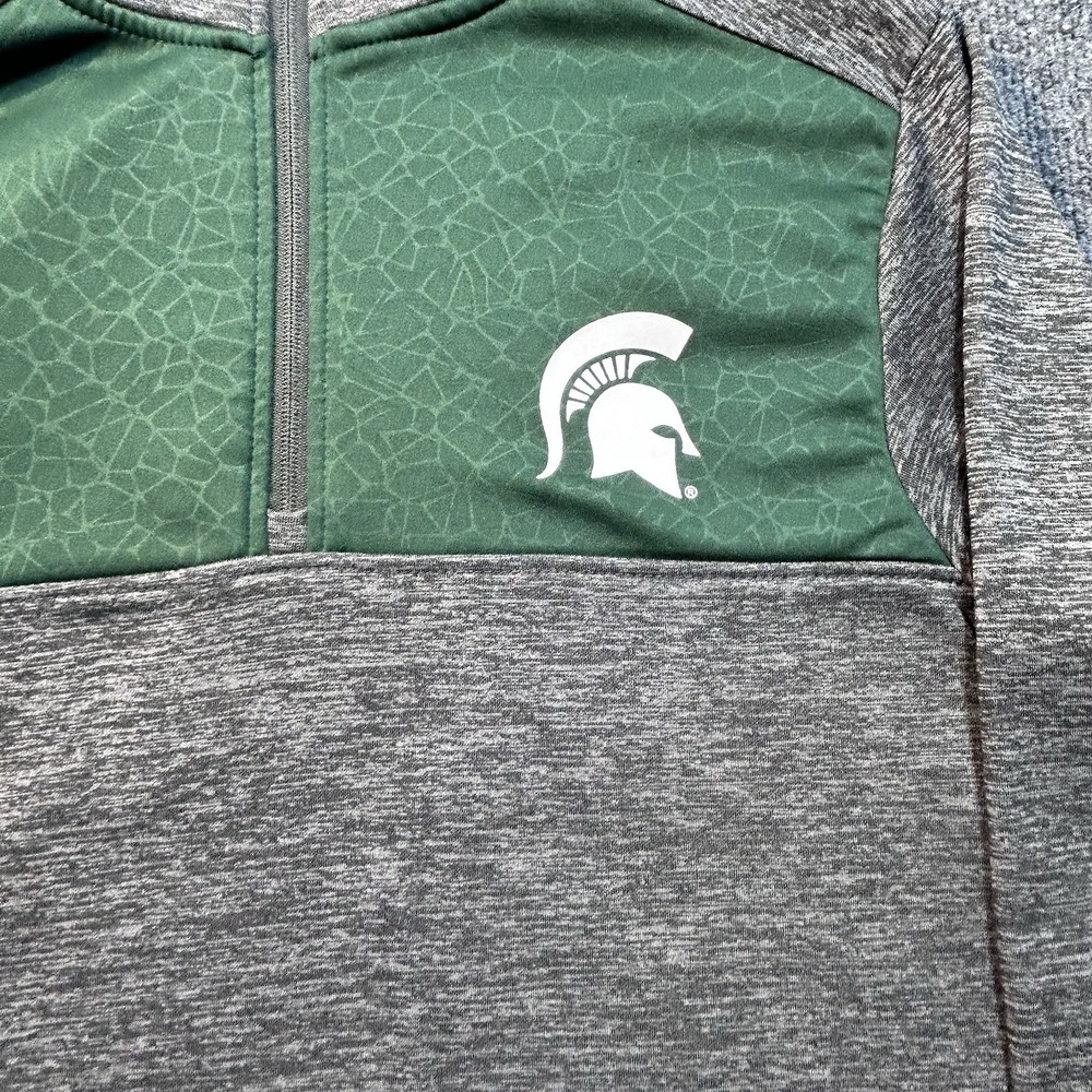 Michigan State University MSU Spartans Quarter Zip Gray Light Jacket Mens Small - Picture 3 of 10